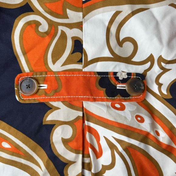 J.Crew Paisley Floral Jacket Womens 4 Orange Navy Excellent Cropped Retro 77388 - Picture 12 of 13